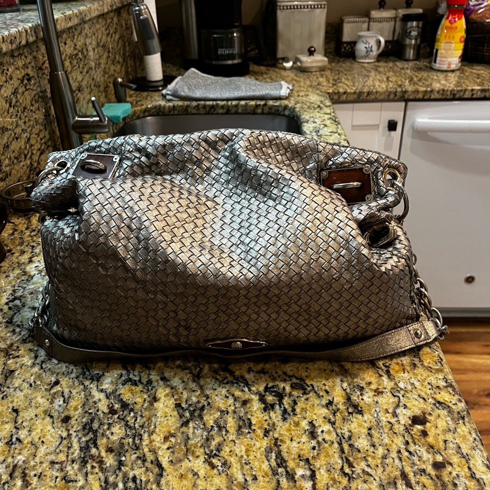 EUC Elliot Luca Weaved Leather Large Hobo Handbag 15X18